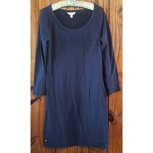 Lilly Pulitzer Navy Blue Cotton Blend Long Sleeve Dress Minimalist Size Medium